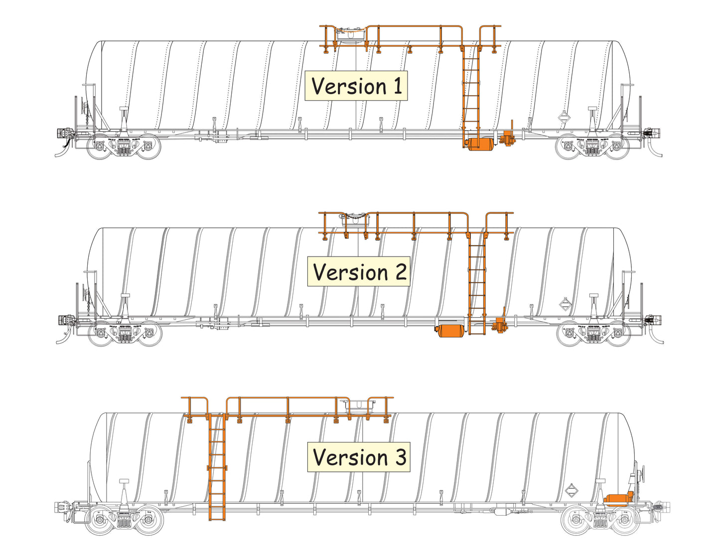 SHQX Liquified Petroleum Gas (LPG) Spiral Tank Car. White. Version 1