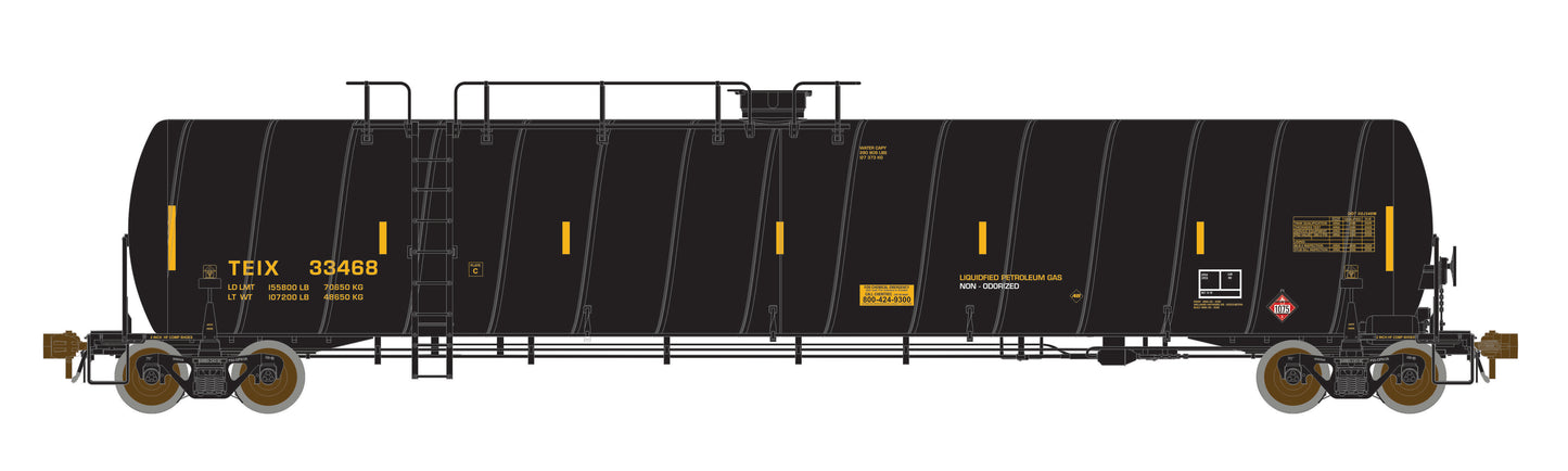 TEIX Liquified Petroleum Tank Car (LPG) Spiral Tank Car. Black. Version 3