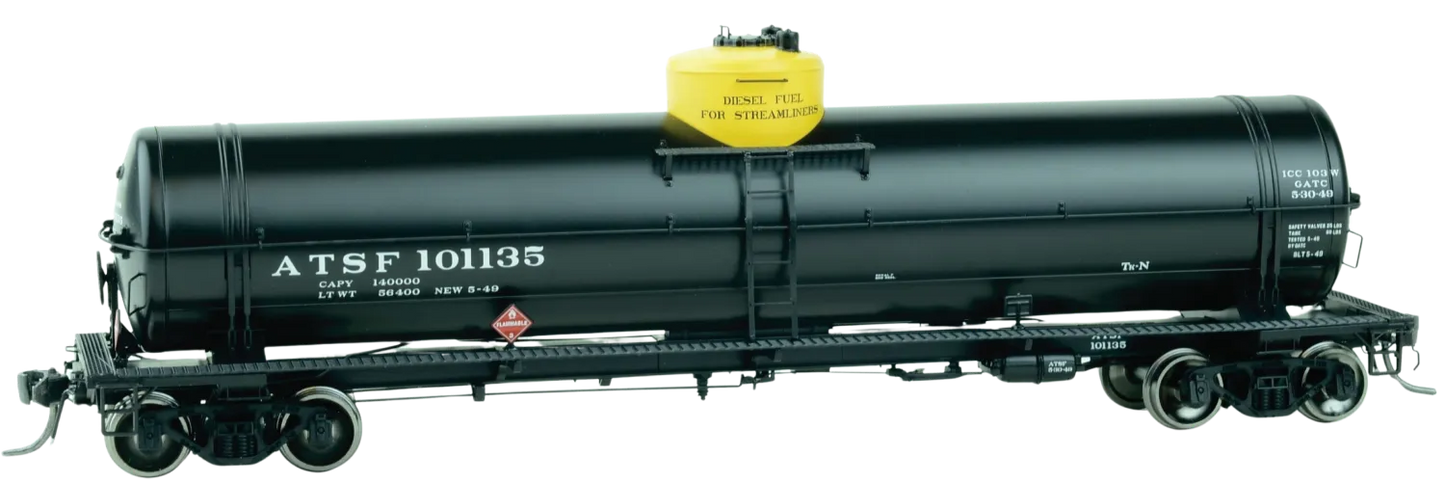 ATSF ORANGE DOME STREAMLINER FUEL GATC TANK CAR 1949-1955