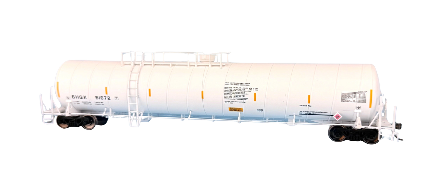 SHQX Liquified Petroleum Gas (LPG) Spiral Tank Car. White. Version 1